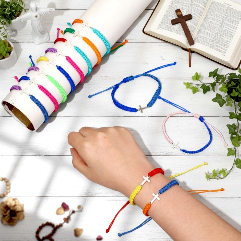 Highergo Cross Friendship Bracelets for Women Men Colorful Jesus Christian