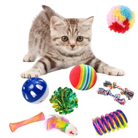 KITCHSTAR 46 PCS Cat Toys for Indoor Cats, Kitten Toys with Cat Spring Toy, Mint Catnip Toys for Cats with Crinkle Cat Toy Mouse Cat Ball Toy for Indoor Cats Kittens Exercise