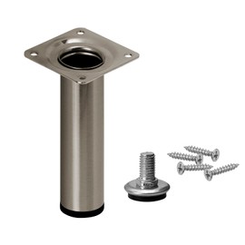 Stahlia Furniture Foot Adjustable 18 cm Height Brushed Stainless Steel Diameter 30 mm Sofa Foot Steel Tube Base Base Cabinet Feet for Furniture Table Leg Round Load up to 50 kg
