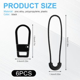 3pcs Zipper Pull Replacement, Detachable Metal Zipper Tab Repair Handle with 3pcs Pull Cord Extender Zipper Head Mend Fixer for Jacket Clothing Backpack Luggage Pants Boots (Black)