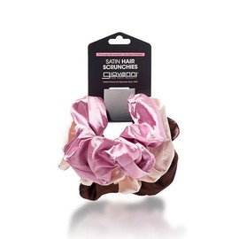 GIOVANNI Satin Extra Large Hair Scrunchies - Gentle on your Hair, Fashionable, Satin, Hair Styling Tool - Blush, Beige, Dark Brown (Pack of 3)