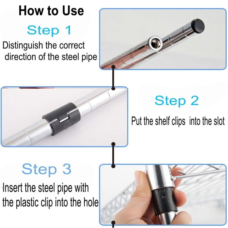 Wire Shelf Clips - 120 Pieces 60 Pairs Black Wire