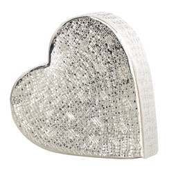Deco 79 Aluminum Metal Heart Decorative Sculpture Slanted Home Decor Statue with Cube Textured Exterior, Accent Figurine 9" x 3" x 9", Silver