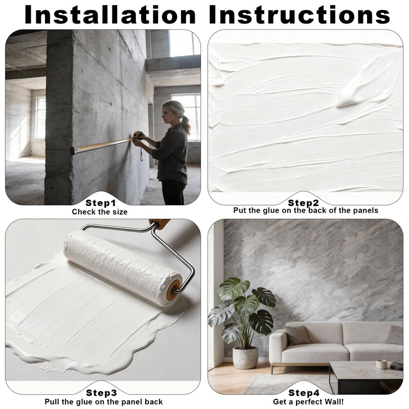 3D Wall Panels - 4PCS 47.2"x23.6" Faux Stone Wall Covering