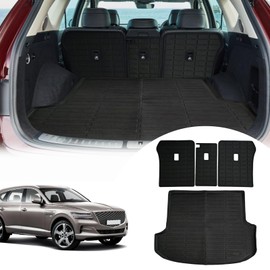 ZQULOYO Cargo Liners Backrest Mat for Genesis GV80 Accessories 2021-2025 with Hook&Loop Rear Trunk Mat Rear Seat Back Cover Protector All Weather Anti-Slip Split Dog Liner 4 PCS