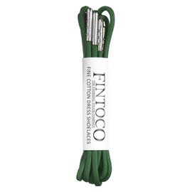 Round Waxed Dress Shoelaces with Silver Tips, Green, 30 inches (76cm)