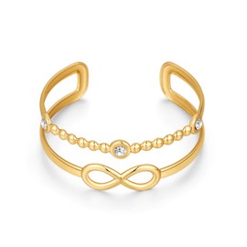 WOWORAMA Infinity Gold Cuff Bracelets for Women Chunky Layered Bangles Bracelet Gold Zircon Cuff Bracelet Adjustable Statement Bracelets Trendy Jewelry, adjustable size, Alloy, no gemstone