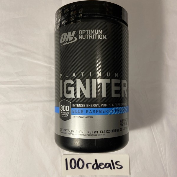 OPTIMUM NUTRITION PREWORK POWDER PLATINUM IGNITER BLUE RASPBERRY FREEZE 2/26