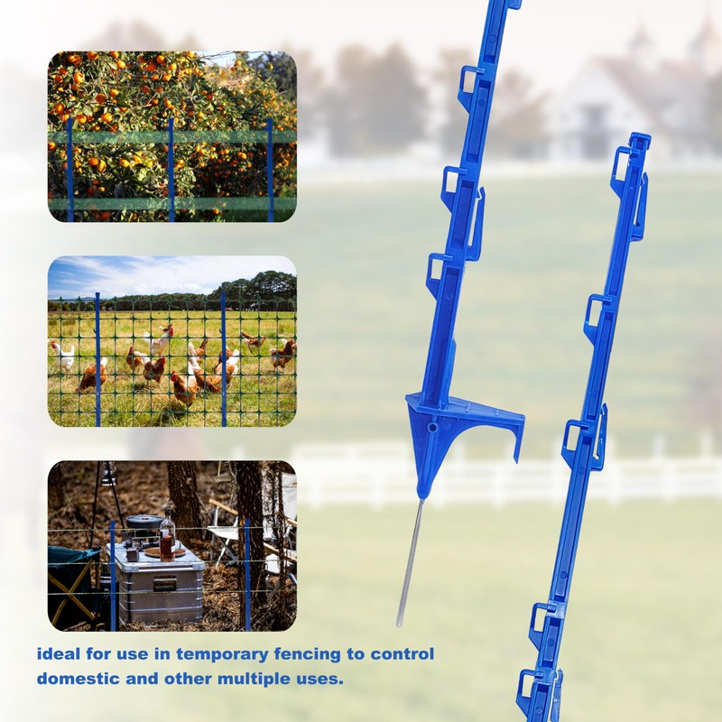 EFencSolv Step-in Fence Post (9 Pack), 42 Inch, with 12