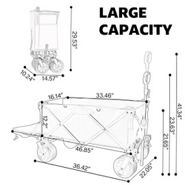 Heavy Duty Foldable Wagon with Extended Tailgate - 400LBS Capacity, All-Terrain Wheels, Extra Long Extender for Beach, Camping, Shopping