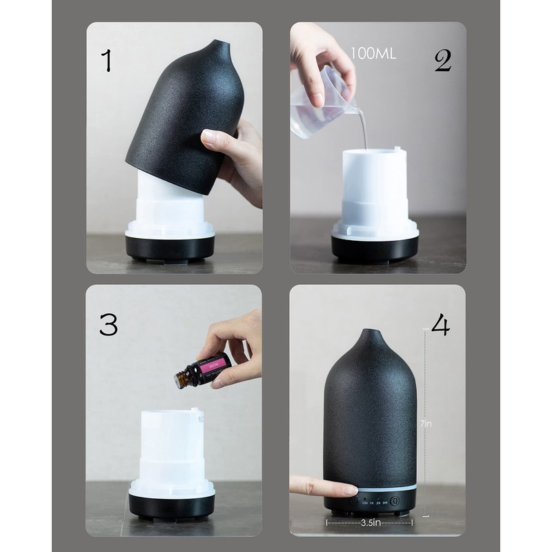 Essential Oil Diffuser,Handcrafted Ceramic Diffuser for Home,Ultrasonic Cool Mist Air