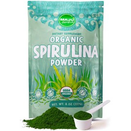 MAJU Organic Spirulina Powder (8oz) Healthcare Dietary Supplement Edible Fitness Vitamin Natural Protein Barley