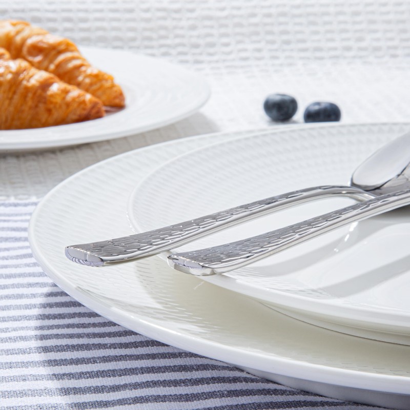 KINGSTONE Hammered Silverware Set, Flatware Set, 18/10 Stainless Steel Premium