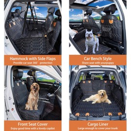 JSTHT Dog Car Seat Cover for Back Seat, Dog Hammock for Car Seat Protector with Mesh Window Waterproof Nonslip Cars Trucks and SUV, 53” W x 60” L