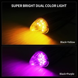 5PCS 21LED Dual Color Cab Marker Light, Clear Lens Chrome Torpedo Cab Marker Roof Running Top Lights, Replacement for Heavy Duty Trucks Kenworth Freightliner Peterbilt International Mack, Amber/Purple