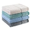 herzbach home Hand Towel Set 100% Cotton Patterned (Blue/White, 2