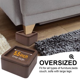 MYMULIKE Bed Risers, Elevation up 3 inch, Heavy Duty Couch Risers 6000lbs, Stackable 3/6 / 9 inch Bed Furniture Risers Fits 5.5X5.5 inch Legs for College, Dorm, Couches, Tables, Desks, Set of 8