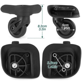 Ech.Apr 2Pcs Luggage Wheels Replacement, Plastic Luggage Suitcase Replacement Wheels, 360 Degree Rotation Wheels for Suitcase Replacement, Black