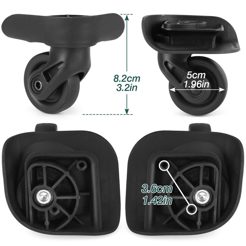 Ech.Apr 2Pcs Luggage Wheels Replacement, Plastic Luggage Suitcase Replacement Wheels,