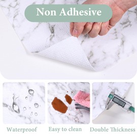 Drawer and Shelf Liner for Kitchen Cabinet: 12 in X 40 Ft Non Slip Waterproof Shelf Paper Non Adhesive Refrigerator Liners White Marble Easy Liners for Bathroom with Knife Tape Measure