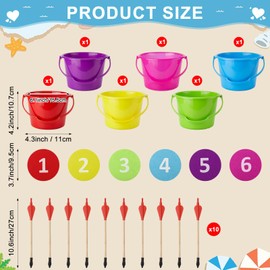 Toss Game Set with 6 Colorful Beach Buckets, 10 Wooden Arrows & 6 Felt Numbers Arrow Toss Game Fun for Adults Fun Indoor Outdoor Activities for Family, Parties, Camping