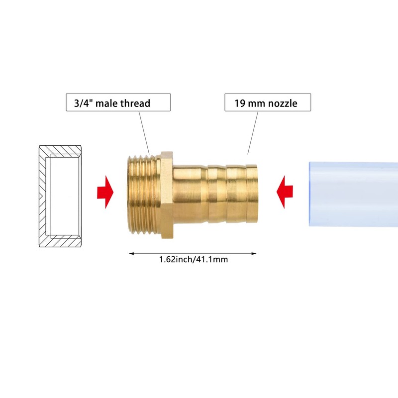 Drado Brass Hose Nozzle Brass Hose Connection Plug Adapter 3/4
