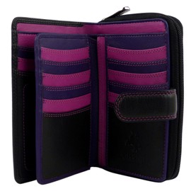 Quality Classic Ladies Soft Leather Purse Wallet by Visconti Designer Black Berry Boxed