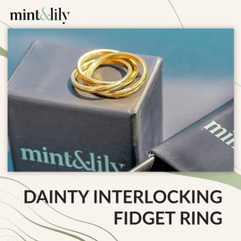 Dainty Triple Interlocked Fidget Rings - Hypoallergenic 18 K Gold Plated Rings for Women - Stress Relieving Spinning Ring - Water-Resistant Ring Jewelry - Handcrafted Gifts for Women
