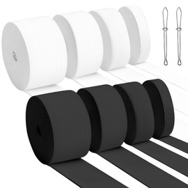 Supkiir 8 Rolls Elastic Band for Sewing, 0.6/1/1.4/2 Inch Width, 5.5 Yards High Elasticity Knit Elastic Bands with 2 Sewing Clips, Sewing Band for Waistband Clothes Dresses Swimwear and Crafts DIY