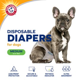 Arm & Hammer for Pets Disposable Female Dog Diapers - Adjustable, Leak Proof, Ultra Absorbent with Wetness Indicator for Urination, Dogs in Heat, Potty Training, and Incontinence, Medium, 12 Count