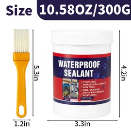 Liquid Waterproof Sealant Clear for Roof Leaks, Patio, Bathroom & Shower - Invisible Anti-Leaking Sealant Agent Repair Kit with Brush, Water-Based Coating for Concrete, Tile, Indoor & Outdoor - 10oz