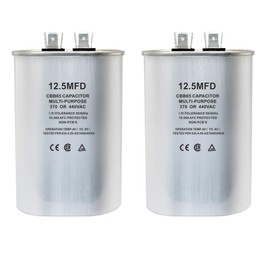 CBB65 Circular Run Capacitor, 450VAC 12.5 uf/MFD 50/60Hz Oval Start Capacitor - Very Suitable for Air Conditioning, Fan Capacitor, Etc. (12.5 uf, 2)