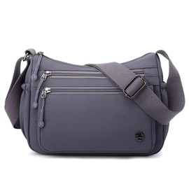 JIANLINST Women's Mini Shoulder Bag, Nylon, Waterproof, Wallet, Cross-body, Small, Lightweight, Shoulder Bag, Multi-Layer, Large Capacity, Commuting to Work or Travel Pouch, grey purple