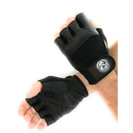 Nibra Gym Wear USA Guantes de gimnasio negros con cierre de muñeca para hombre y mujer, entrenamiento acolchado, crossfit, levantamiento de pesas, ciclismo (Negro, Grande)