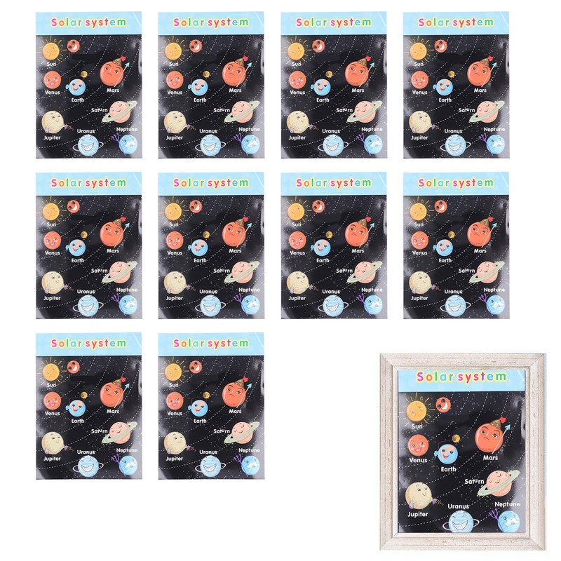 10pcs Children Cartoon Cute Solar System Poster Home School Planet