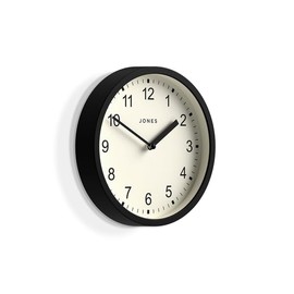 Jones Clocks® The Spin - Small Wall Clock - Modern Wall Clock - 20cm Wall clock (Black/Off White)