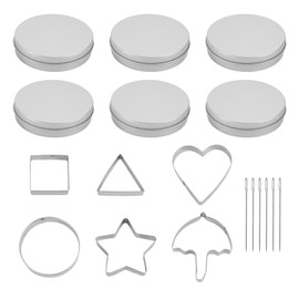 18 Pcs Korean Sugar Cookie Making Set, Stainless Steel Round Star Triangle Umbrella Square Heart Molds Cookie Cutters Baking Tools for Home DIY Desserts Party Game Kit