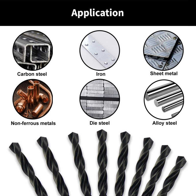 NORTOOLS 19 Pieces HSS Drill Bits with Round Shank and