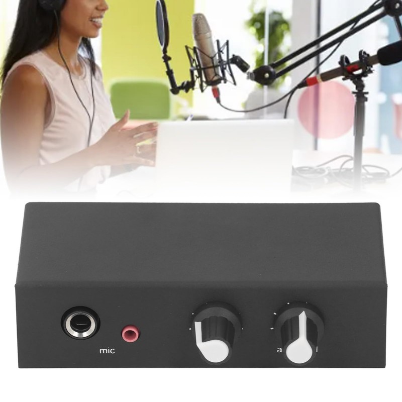 Stereo Sound Preamp, Microphone Headphone Amplifier with 3 Ports, Professional