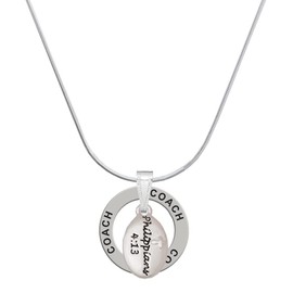 Delight Jewelry Silvertone Bible Verse Philippians 4:13 - Coach Ring Charm Necklace, 18"