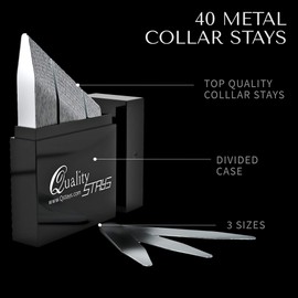 Metal Collar Stays for Men – Set of 40 Dress Shirt Collar Stays for Men, 3 Sizes in a Divided Box by Quality Stays