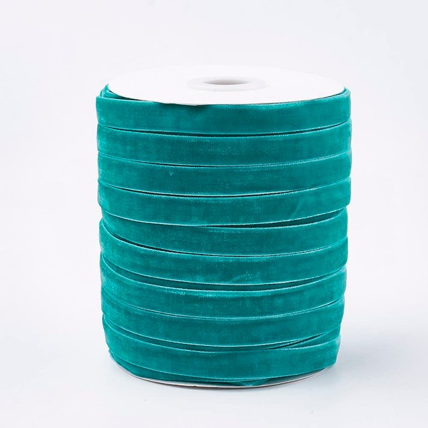 Craftora 50 Yards Sea Green Velvet Ribbon 3/8 Inch Wide
