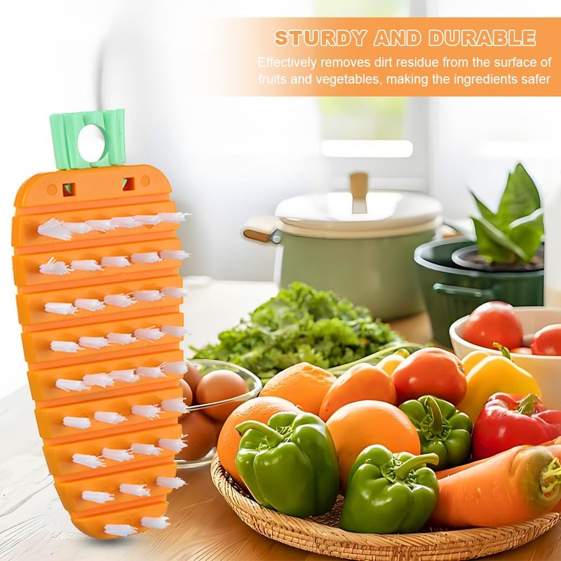 4PCS Vegetable Brushes - Potato Scrubber, Carrot Shape Fruit Brush