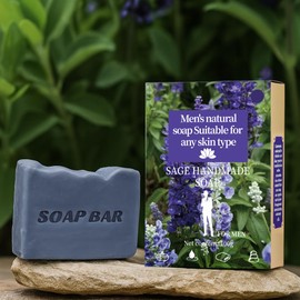 AppXynn Mens Bar Soap, Cold Pressed Bar Soap for Men, Natural Moisturizing Cleansing Soap for Face & Body,Sage