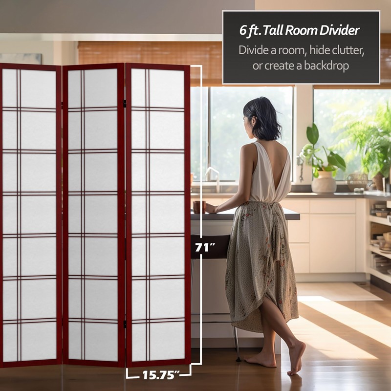 Red Lantern 6 ft. Tall Canvas Double Cross Rosewood-6 Panels