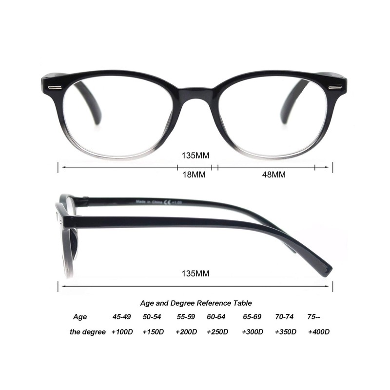OLOMEE Reading Glasses for Women Cute Round Readers +4.50 for