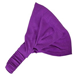 Motique Accessories Violet Wide Cotton Head Band Solid Boho Yoga Style Soft Hairband