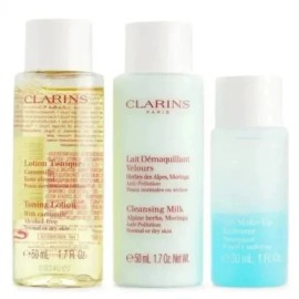 Clarins NEW SEALED, Clarins Make-Up Remover Travel Trio 3-Piece Set