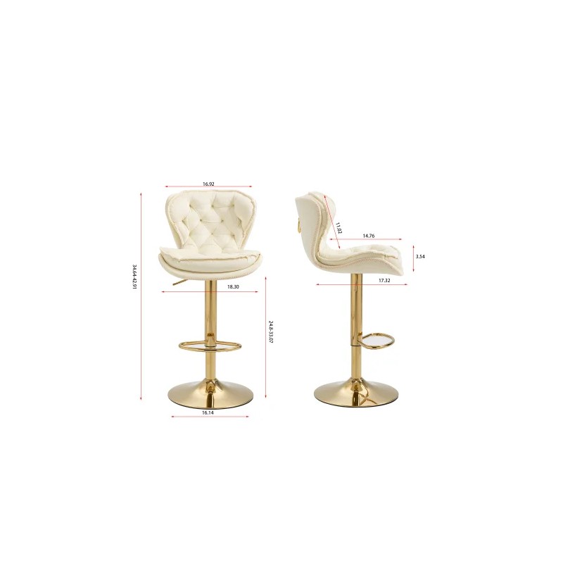 Set 2 Modern Lightweight Bar Stools Chrome Footrest Base Swivel