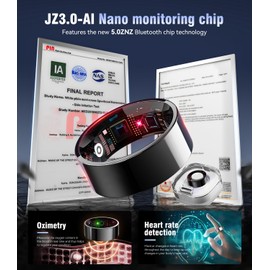 XSWCCJJ 6.0 Smart Ring and Charging Case【Industry First】【IP68 Waterproof】 2025 Smart Ring Women & Men for Sleep Tracking Wearable Device, SpO2, Fitness ring Black 8#